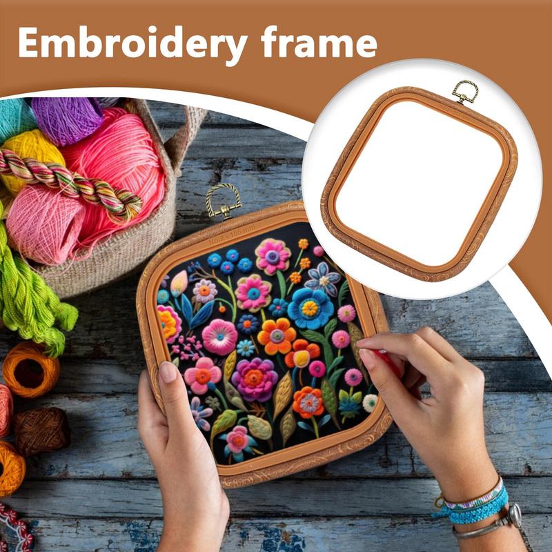Embroidery Hooping - 刺繍フープフレーム大型刺繍フープ正方形刺繍フレームラウンドキルティング用品レトロ針先フープリング用