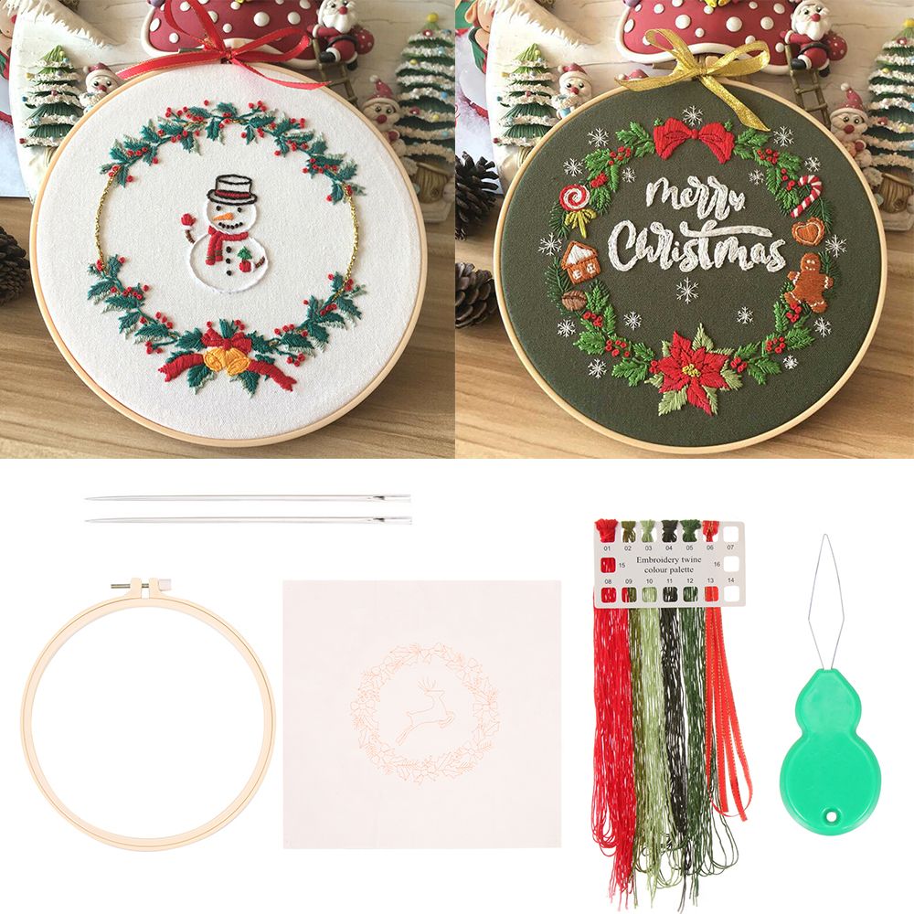 Embroidery Xmas Kits - クロスステッチキット,刺embroidery,糸,パンチ,フープ,クリスマスオーナメント,ソーイングアクセサリー,アート