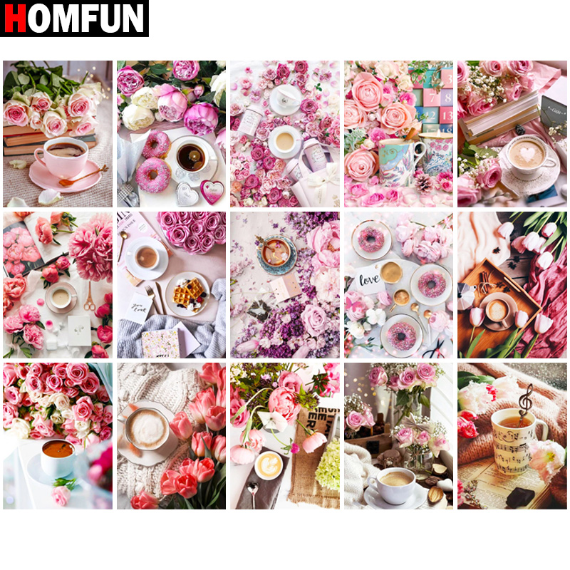 Embroidery Cross Stitch Patterns - Homfun-風景をモチーフにしたダイヤモンドの絵,花のモチーフ,コーヒーのモチーフ,自分でできる5D刺painting,クロスステッチ,完全なドリル,縫製