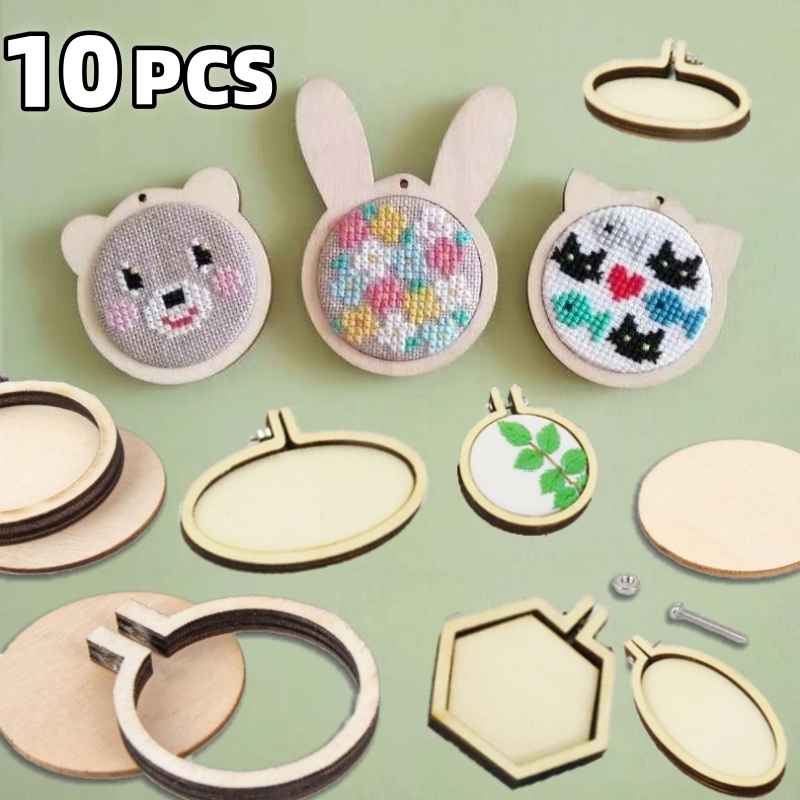 Embroidery Hooping - ミニ刺wooden木製フープリング、ラウンド、ワードローブ、ステッチ、フープ、フレーム、サークル、DIY、ペンダント、刺,、工芸品、装飾品、10個