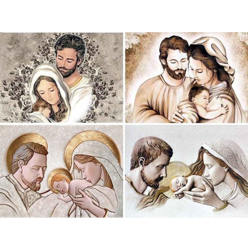 Embroidery Icon - 神聖な家族のアイコン画,正方形または円形のドリル,ラインストーンのモザイク画像,自分でできるダイヤモンドの刺religion,宗教芸術