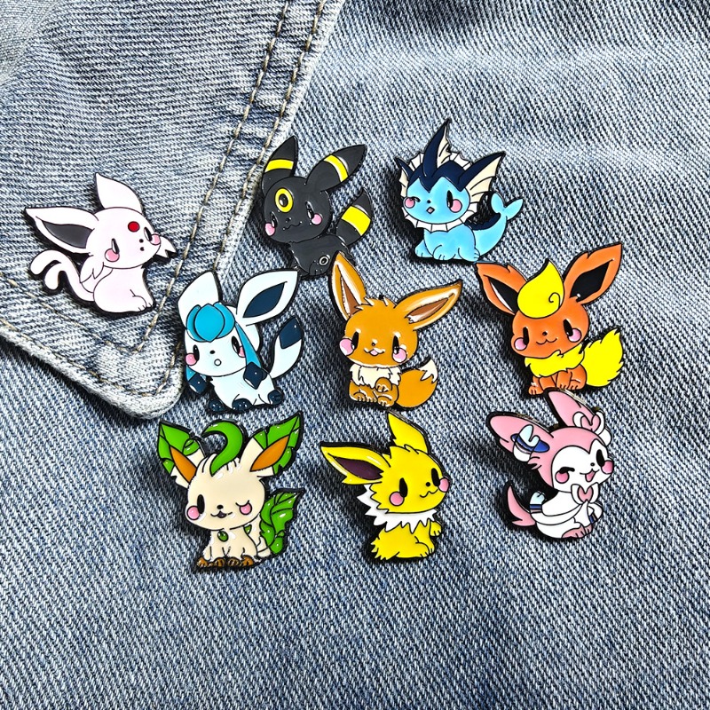 Embroidery Wallpaper - ホット9個入りアニメエルフブローチセット イーブイエナメルピン ファッションメタルバッジ ジュエリー 衣類やバックパックアクセサリー用 ファンへのギフト