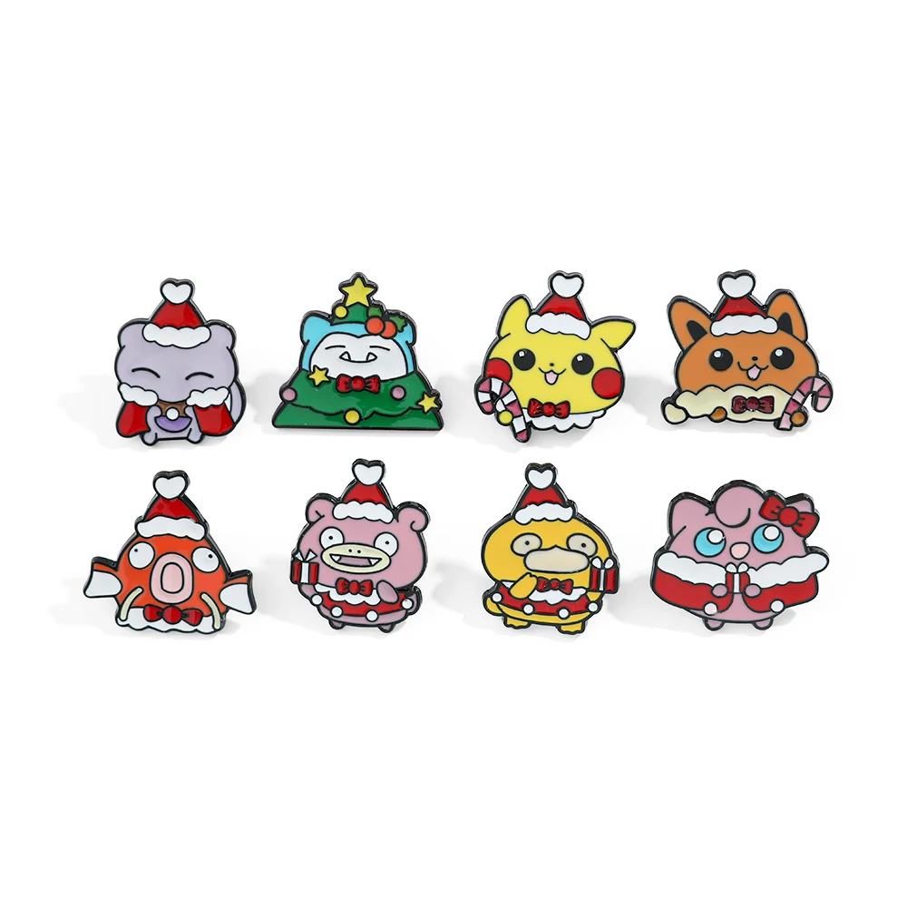 Embroidery Wallpaper - 8 個クリスマススローポークブローチかわいいピカチュウミュウツーラペルピンバックパック衣類ジュエリーメタルバッジアクセサリー友人へのギフト