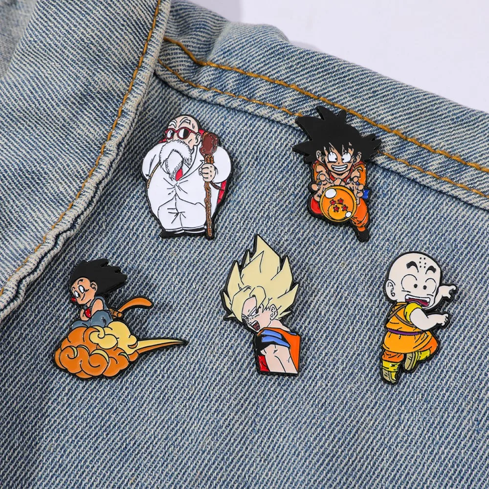 Embroidery Wallpaper - 5個入り クラシック人気アニメブローチ ​ 孫悟飯クリエイティブエナメルピンメタルバッジジュエリー衣類バックパックアクセサリーギフト