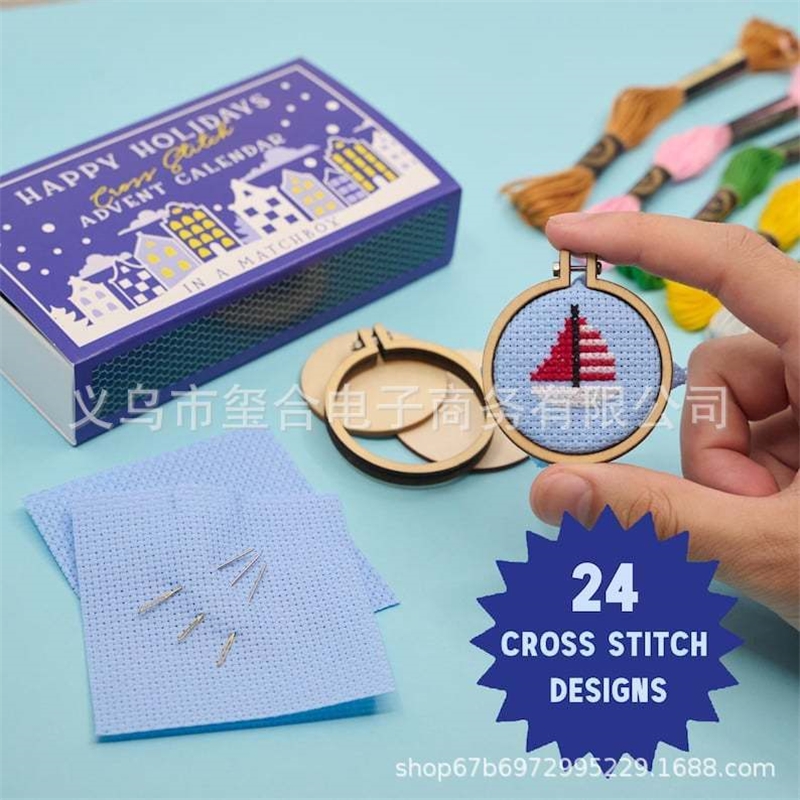 Embroidery Xmas Kits - DIY クリスマスクロスステッチアドベントカレンダーキット刺繍糸付きギフトボックスホリデーカウントダウンクラフト活動クリスマスギフト用