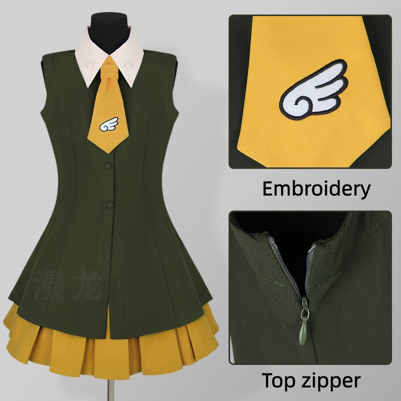 Embroidery Skirt - アニメカードキャプターさくらコスプレ衣装刺繍学校制服男性女性パフォーマンス日常衣装トップスカートネクタイ 1 スーツ