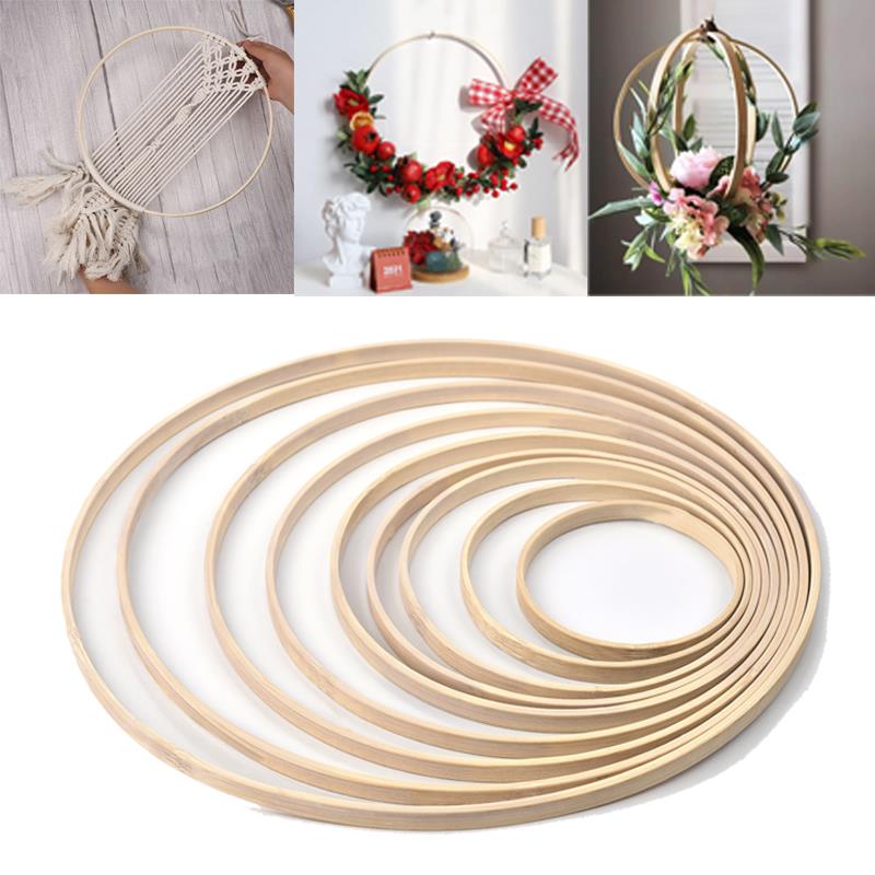 Embroidery Hooping - 1/5個8-33センチメートル木製のdiy手作りキャッチャー刺繍フープクラフトクロスステッチ竹サークルリング結婚式クリスマス装飾