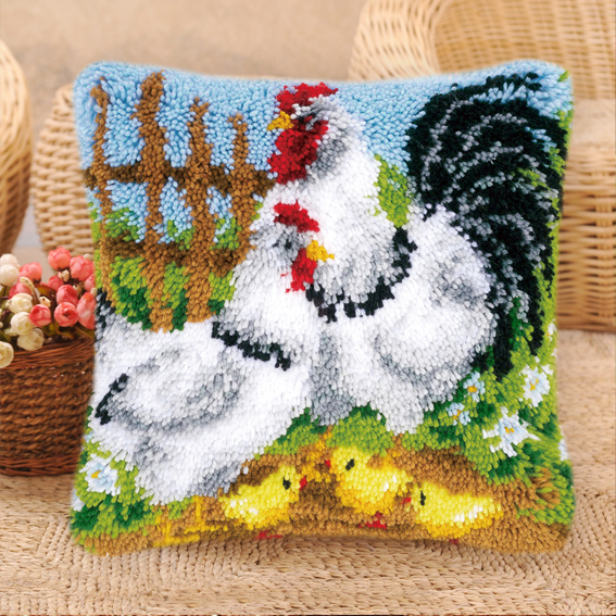 漫画かわいい鳥アヒルラッチフックキットクッセンセットクッショ - Printed Embroidery Kit のレビューと価格