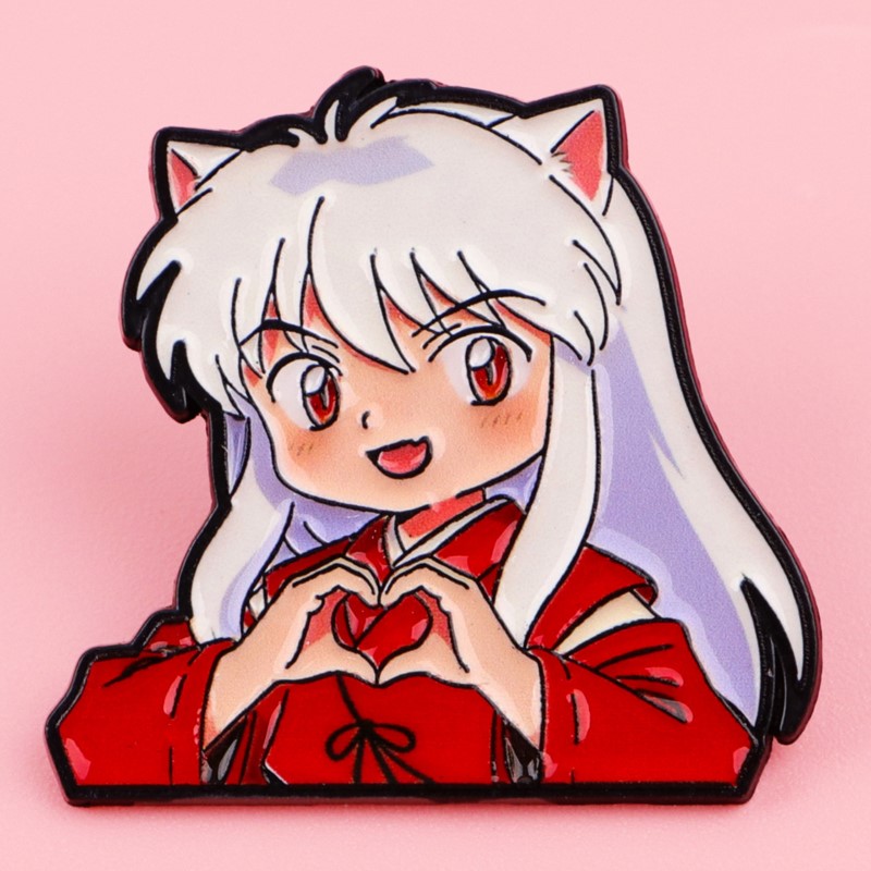 かわいいオオカミ耳ファンタジーキャラクターハートジェスチャー - Embroidery Wallpaper のレビューと価格