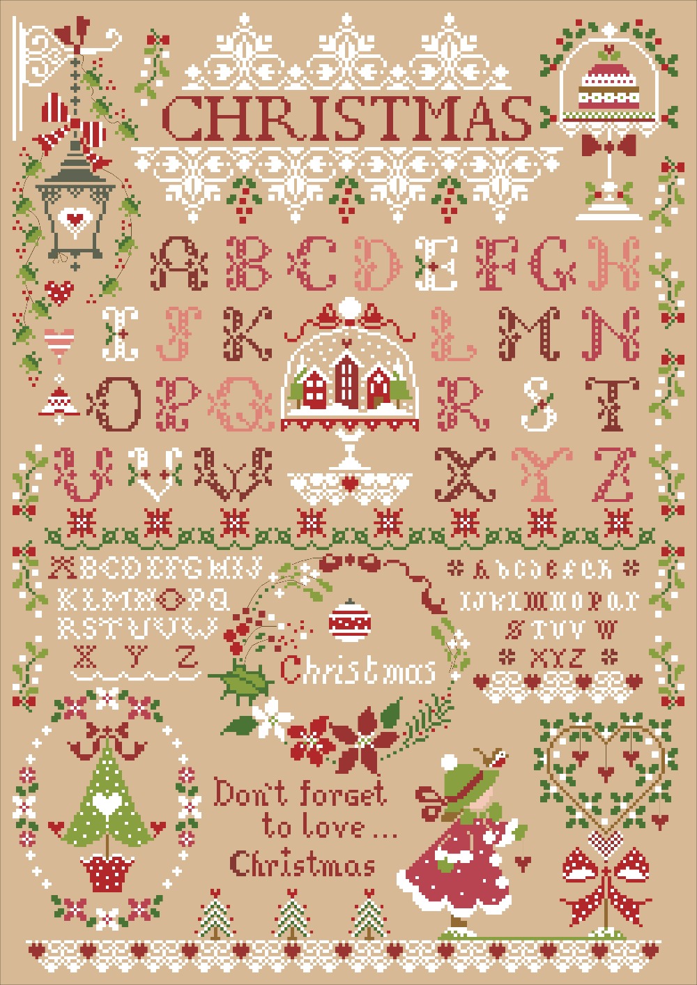女の子のための刺繍されたリネンの刺繍キャンバスキット,クリス - Embroidery Xmas Kits のレビューと価格