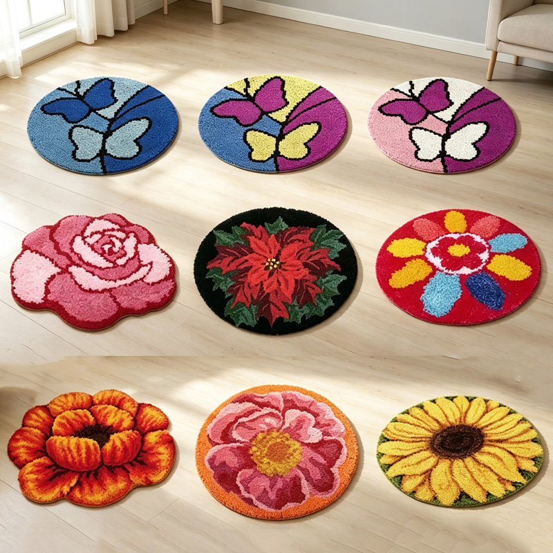 フラワーカーペットラッチフックラグキットDIYクラフトセグメ - Printed Embroidery Kit のレビューと価格