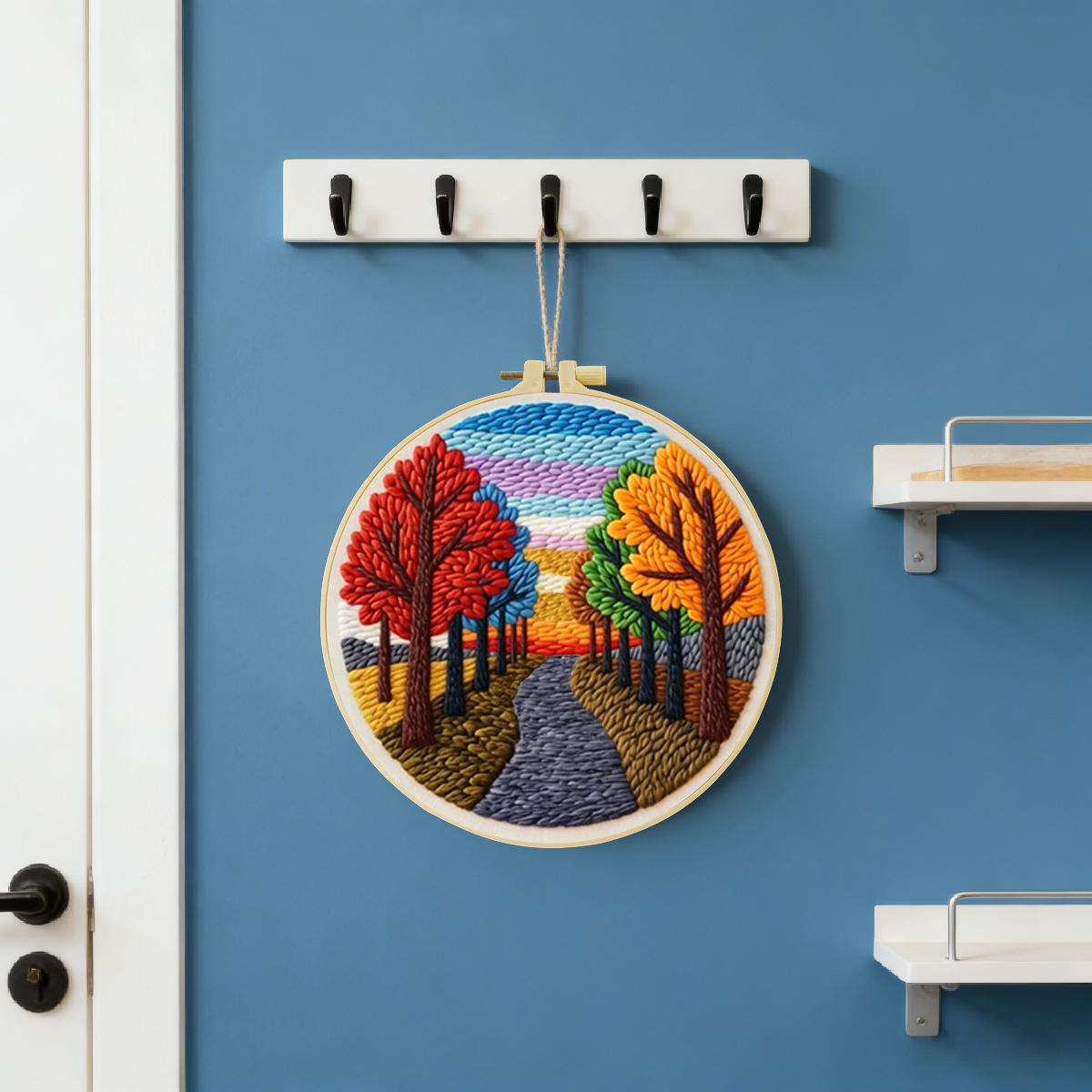 20X20CM/7.87インチ 風景画 パンチニードル刺繍セ - Printed Embroidery Kit のレビューと価格
