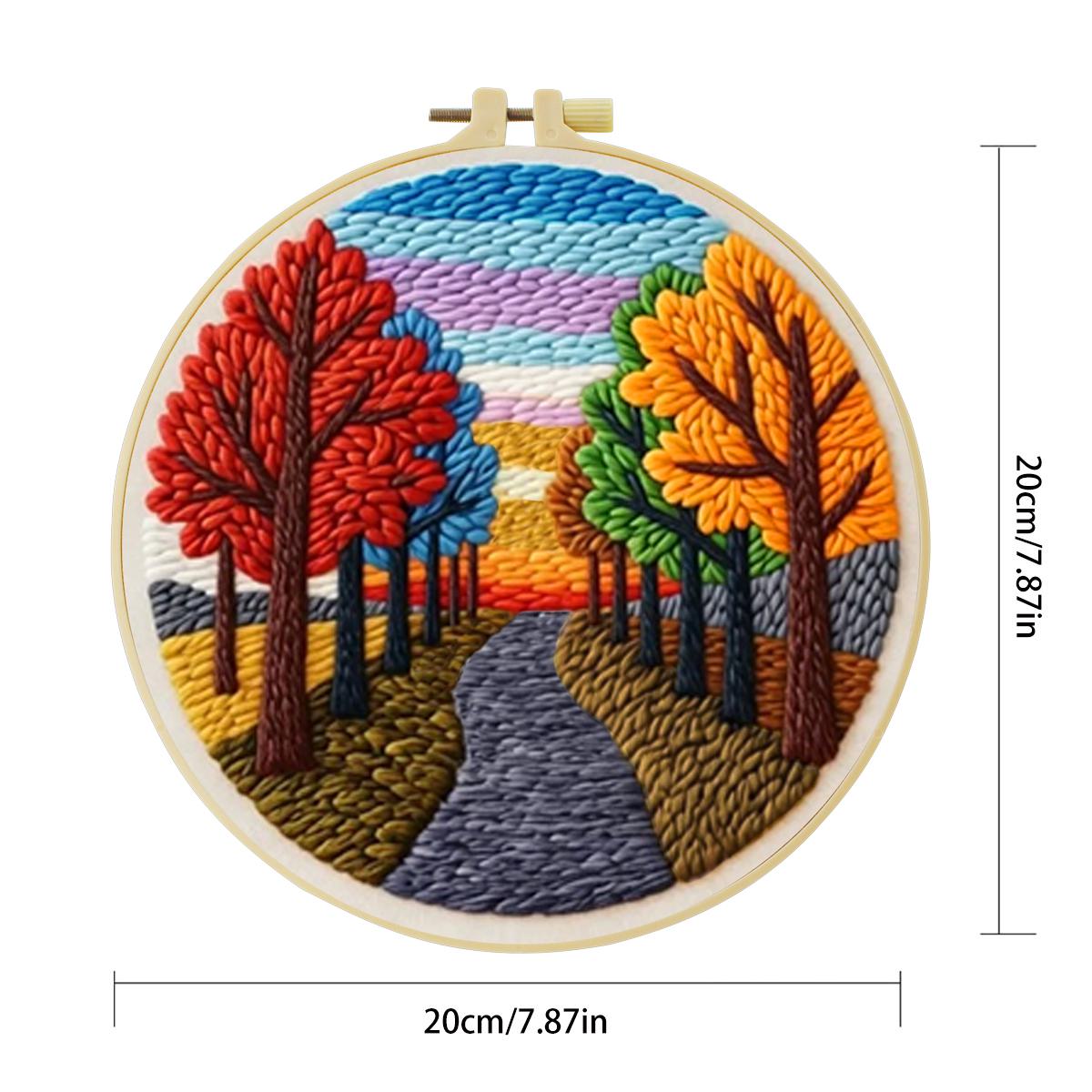 20X20CM/7.87インチ 風景画 パンチニードル刺繍セ - Printed Embroidery Kit のレビューと価格