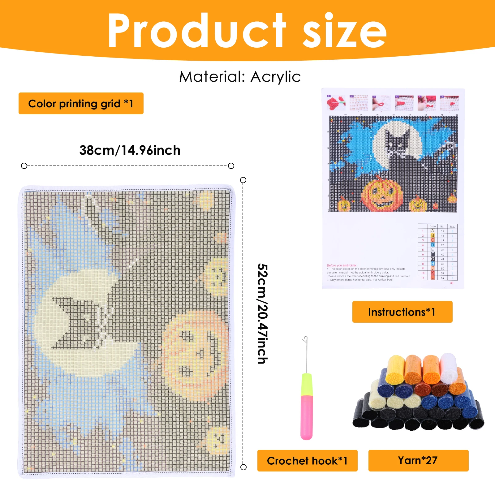 ラッチフックキット DIY 動物柄 パンチニードル刺繍セット - Printed Embroidery Kit のレビューと価格