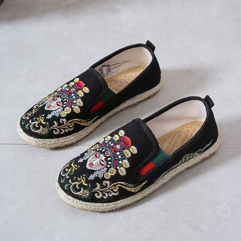 女性フラットソール刺繍布靴春秋の新ソフトソールラウンドトゥ浅 - Embroidery Fabric のレビューと価格