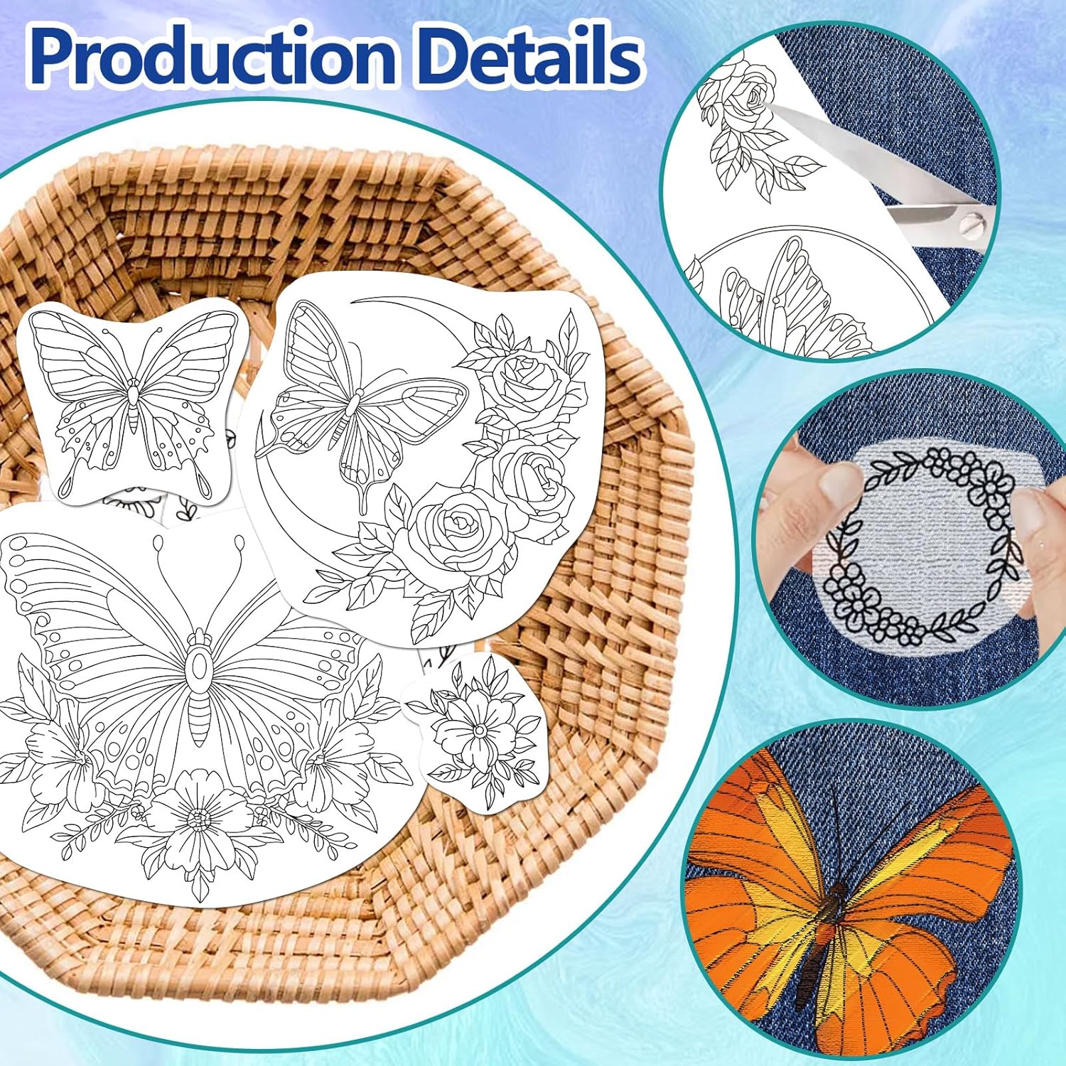 スティックアンドステッチ水溶性刺繍安定剤 4枚入り 蝶と花柄 - Embroidery Flower Pattern のレビューと価格