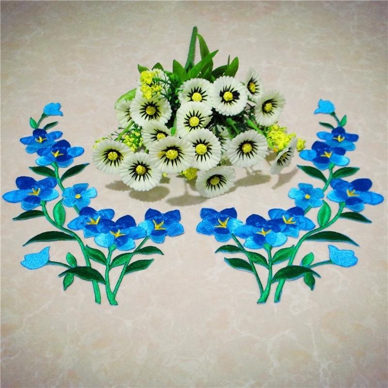 衣類用パッチに花が刺繍された鉄,素敵なステッカー,青いアップ - Embroidery Flower Pattern のレビューと価格