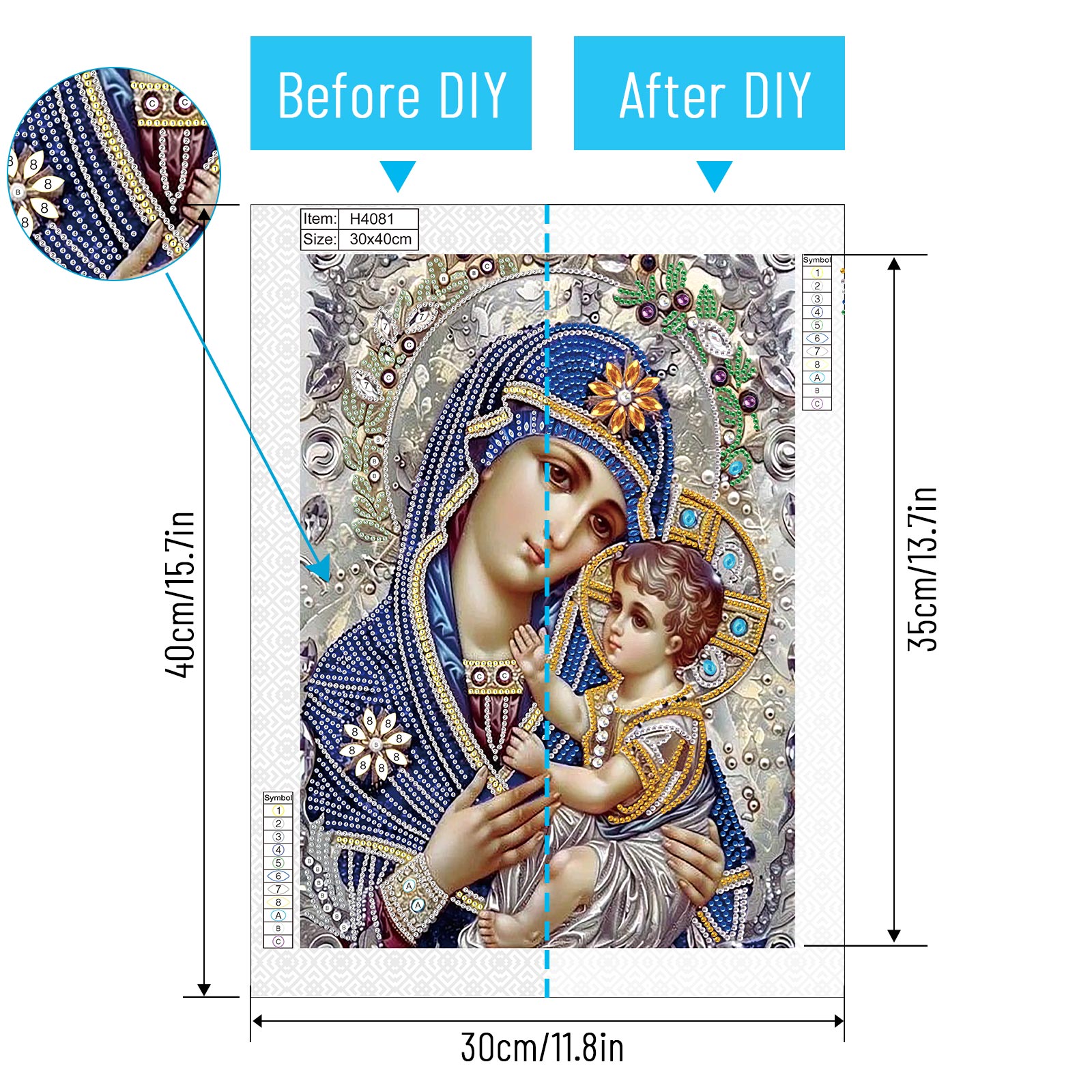特別な形状のダイヤモンドアートペインティングキット、大人用、 - Embroidery Icon のレビューと価格