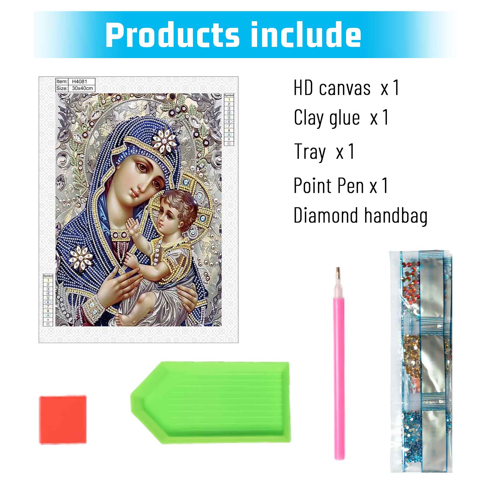 特別な形状のダイヤモンドアートペインティングキット、大人用、 - Embroidery Icon のレビューと価格