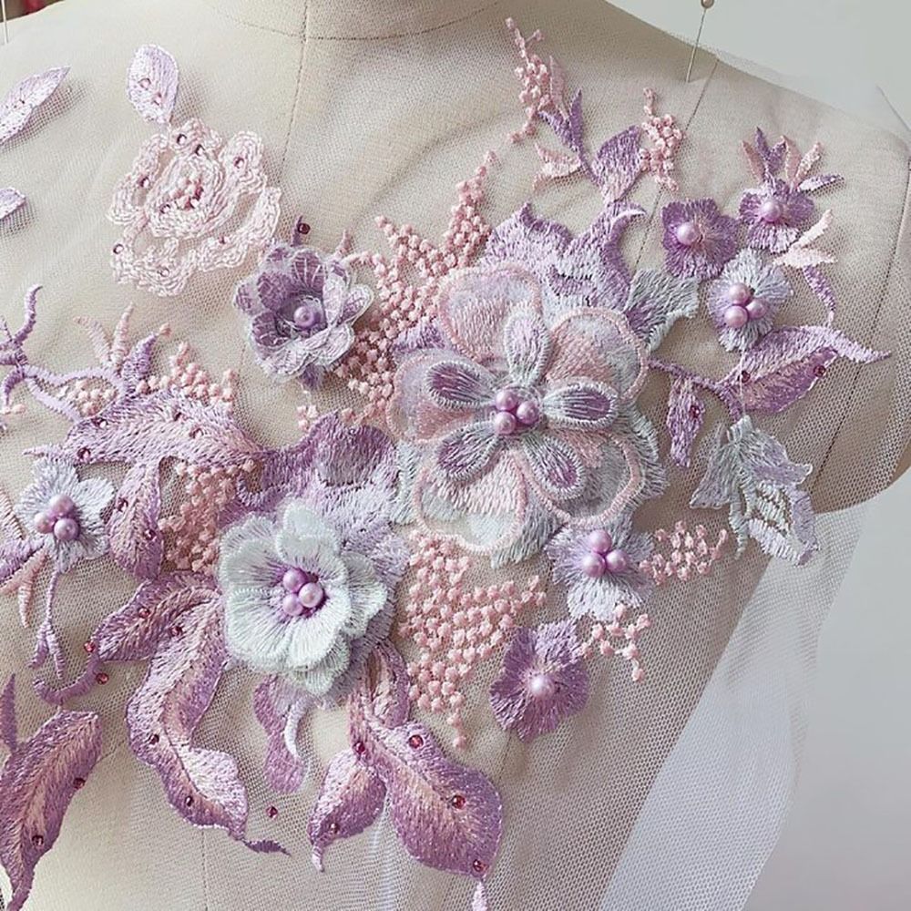 3D 花ビーズレース生地アップリケ刺繍縫製パッチ結婚式のイブ - Embroidery Flower Pattern のレビューと価格