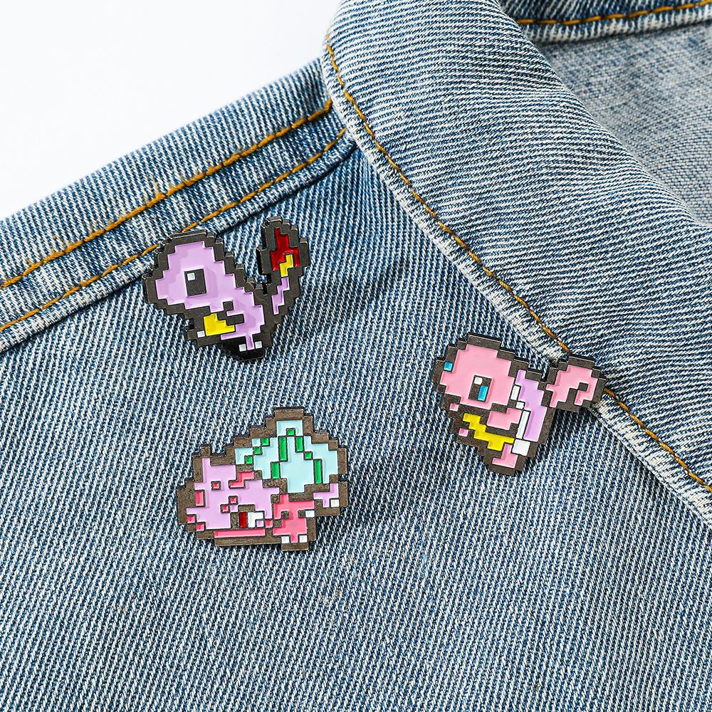 ピクセルモザイクポケモンメタルエナメルピン、かわいい漫画ポケ - Embroidery Wallpaper のレビューと価格