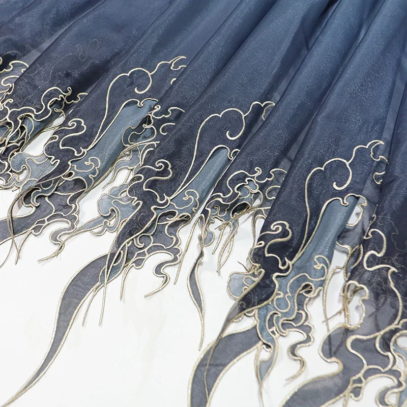 中国風刺繍蓮の葉グラデーション生地 DIY 漢服ドレススカー - Embroidery Skirt のレビューと価格