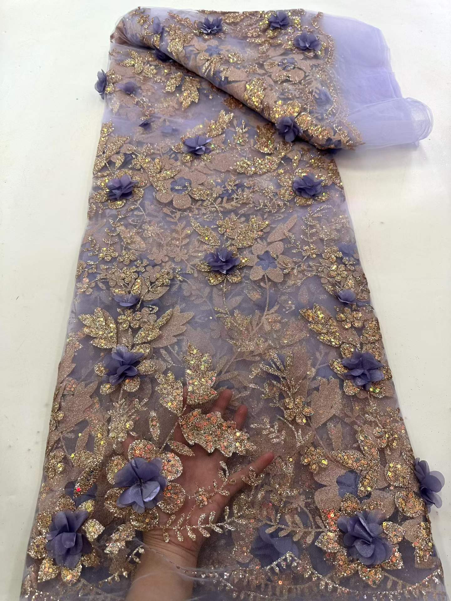 アフリカレース生地刺繍スパンコールナイジェリアレース生地 3 - Embroidery Flower Pattern のレビューと価格
