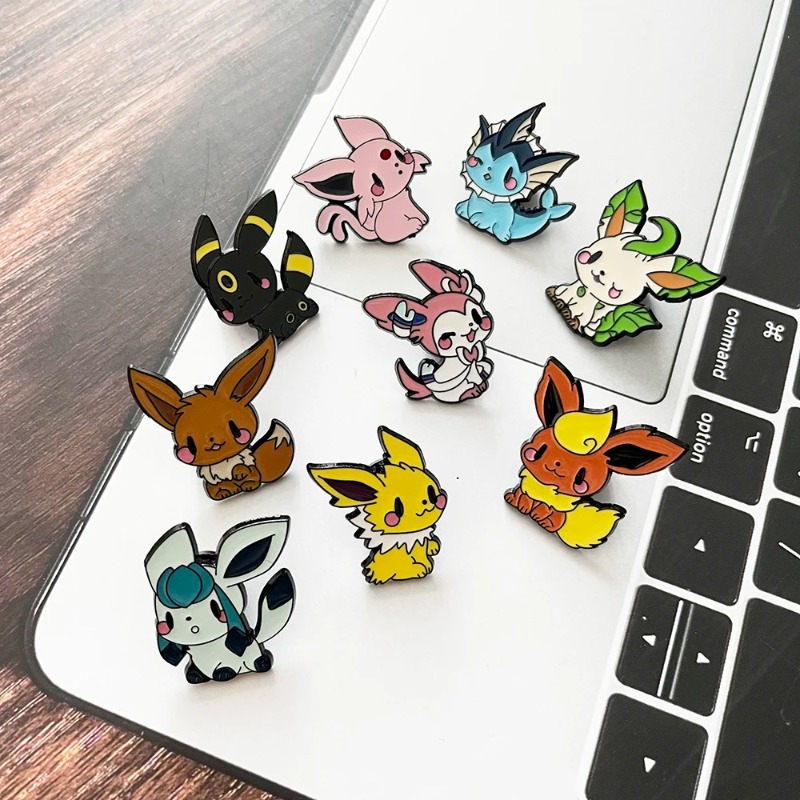 ホット9個入りアニメエルフブローチセット イーブイエナメルピ - Embroidery Wallpaper のレビューと価格