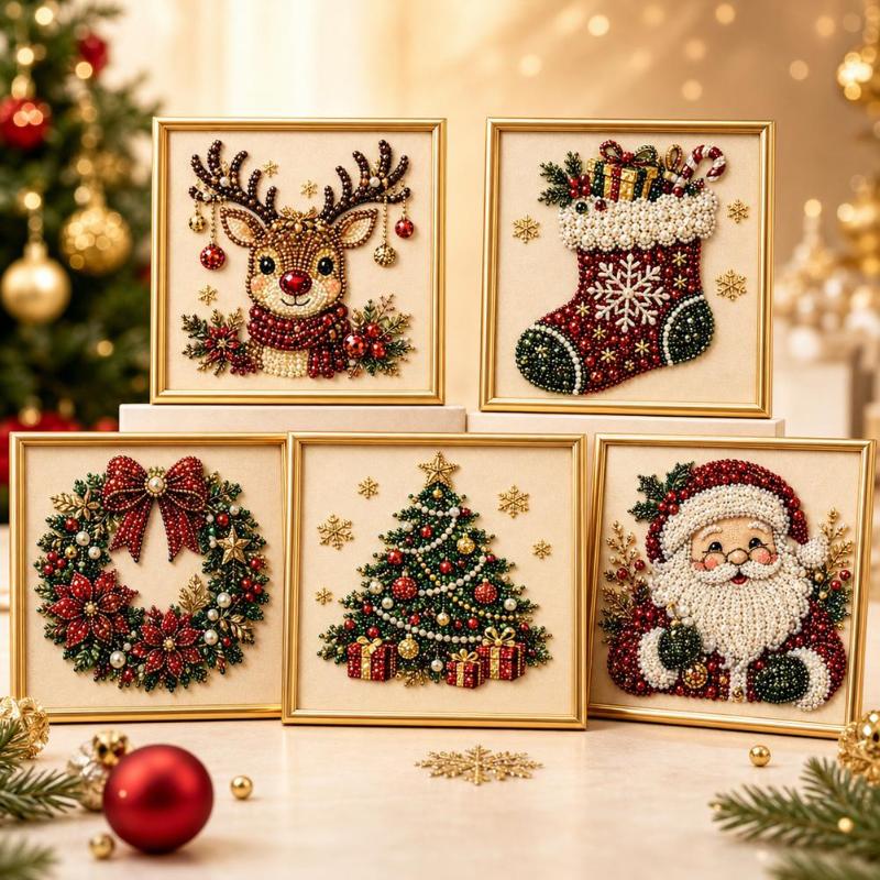 クリスマス サンタクロース パールアート DIYキット フレ - Embroidery Xmas Kits のレビューと価格