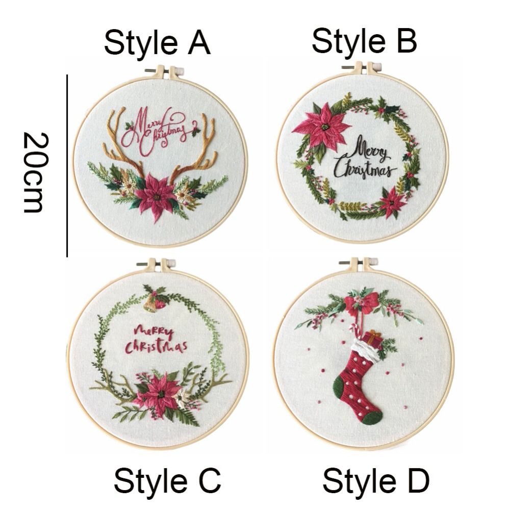 クリスマスギフト DIY クリスマス刺繍キット 花輪 エルク - Embroidery Xmas Kits のレビューと価格