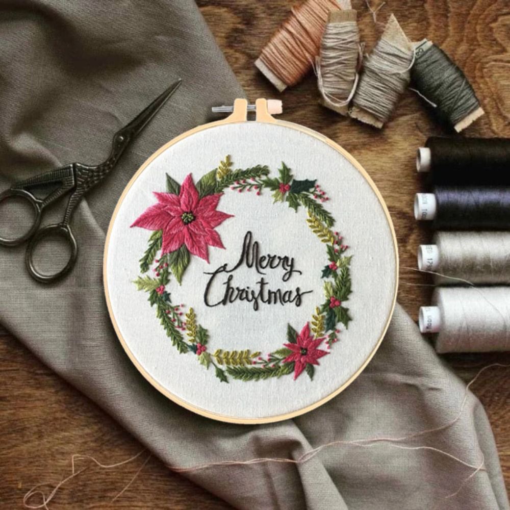 クリスマスギフト DIY クリスマス刺繍キット 花輪 エルク - Embroidery Xmas Kits のレビューと価格