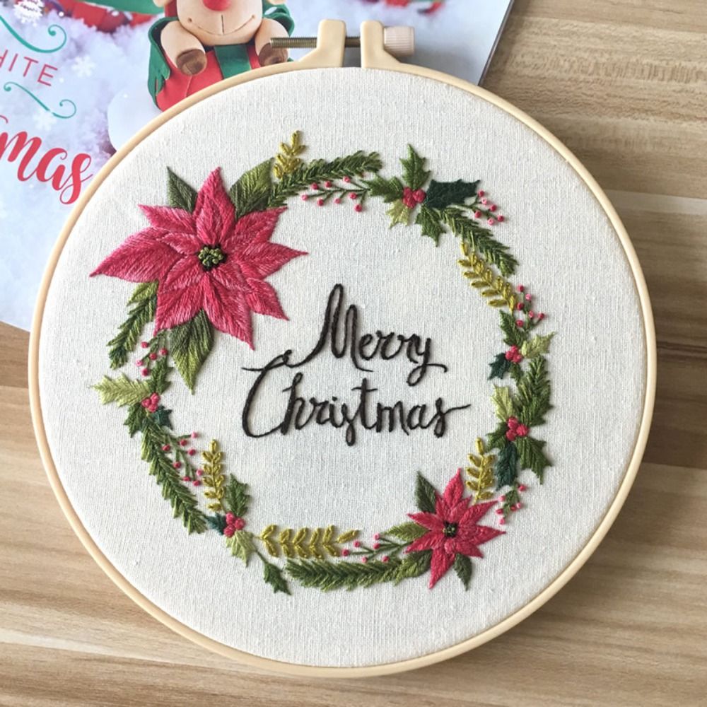 クリスマスギフト DIY クリスマス刺繍キット 花輪 エルク - Embroidery Xmas Kits のレビューと価格