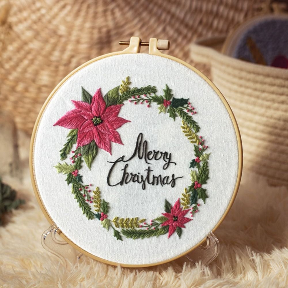 クリスマスギフト DIY クリスマス刺繍キット 花輪 エルク - Embroidery Xmas Kits のレビューと価格