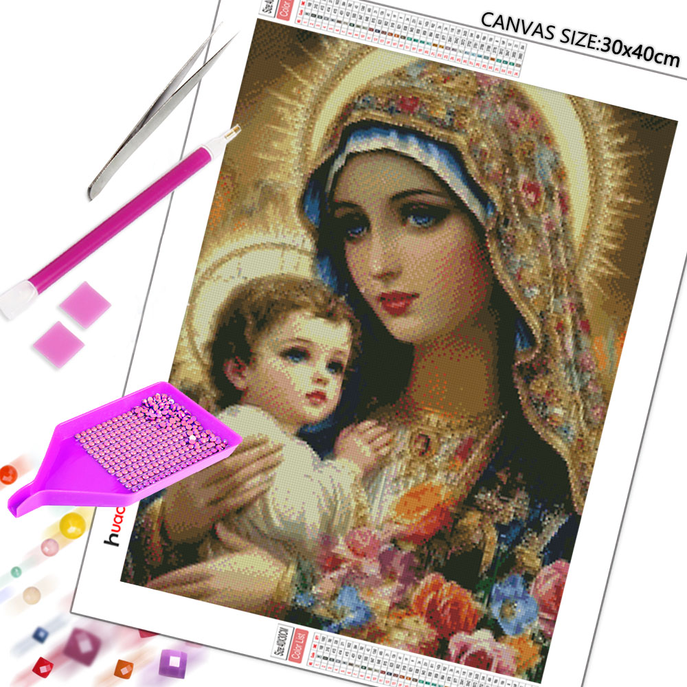 Huacan 5D DIY ダイヤモンドペインティング聖母マ - Embroidery Icon のレビューと価格