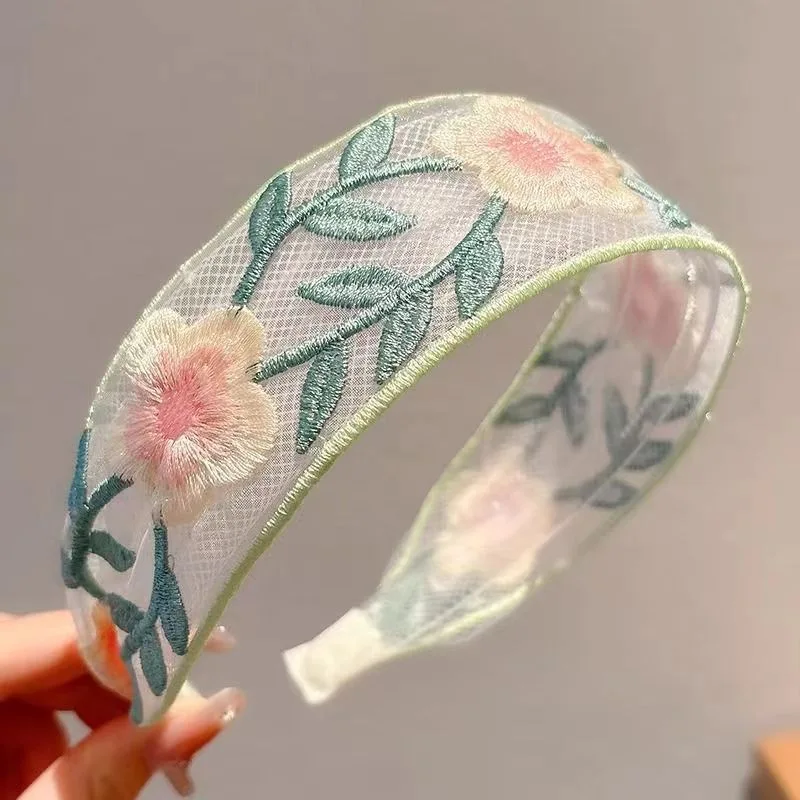 1/3 個エレガントなシフォン刺繍フラワーヘアバンド – 甘 - Embroidery Hooping のレビューと価格