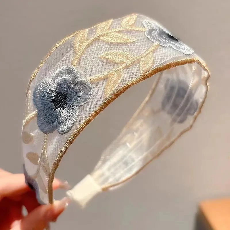 1/3 個エレガントなシフォン刺繍フラワーヘアバンド – 甘 - Embroidery Hooping のレビューと価格