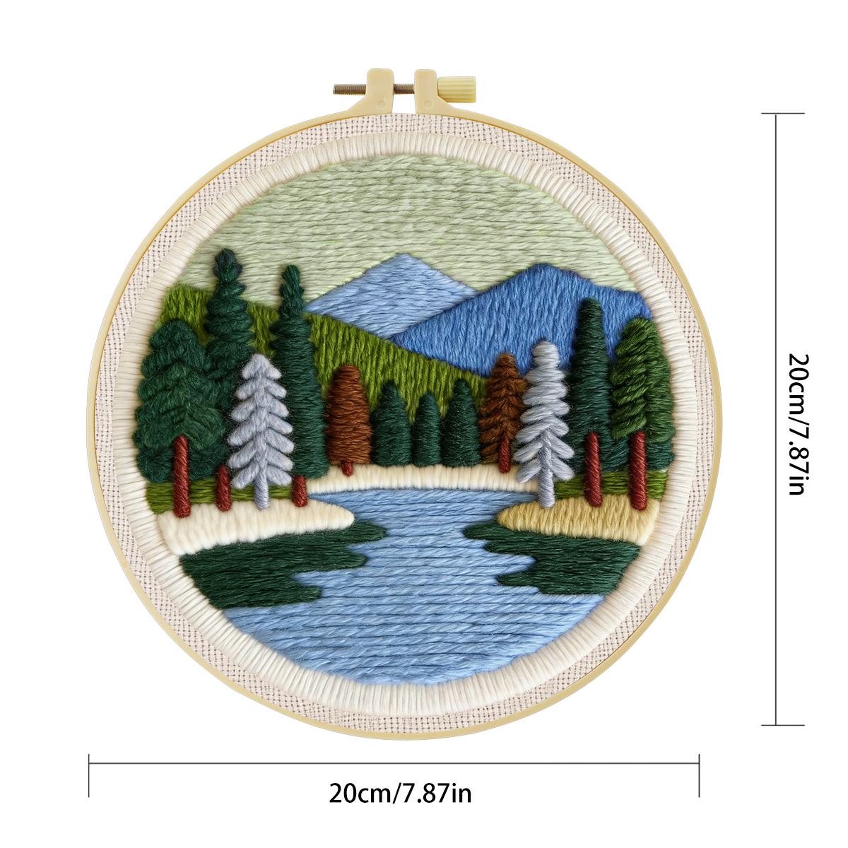 20X20CM/7.87インチ 風景画 パンチニードル刺繍セ - Printed Embroidery Kit のレビューと価格