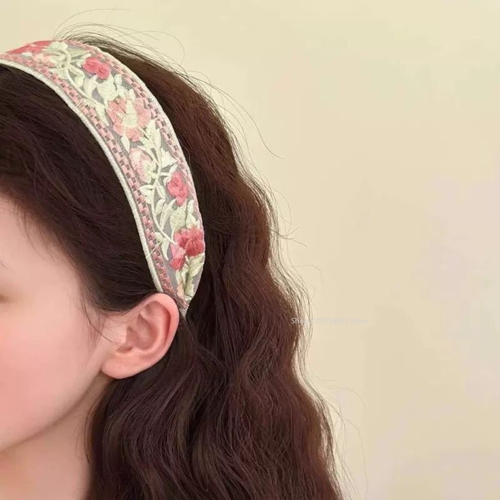 春のレース刺繍花柄ヘッドバンド新しいエレガントなシフォンつば - Embroidery Hooping のレビューと価格
