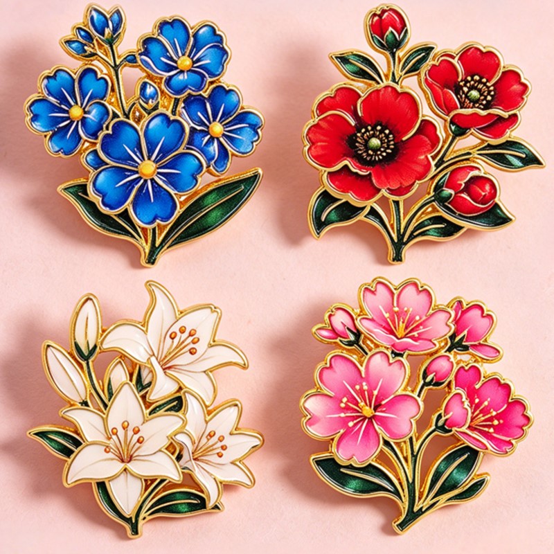 かわいいヴィンテージカラフルな花柄エナメルピンユリチェリーポ - Embroidery Wallpaper のレビューと価格