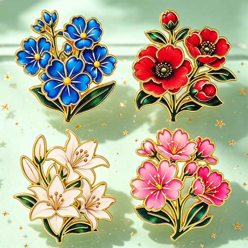 かわいいヴィンテージカラフルな花柄エナメルピンユリチェリーポ - Embroidery Wallpaper のレビューと価格