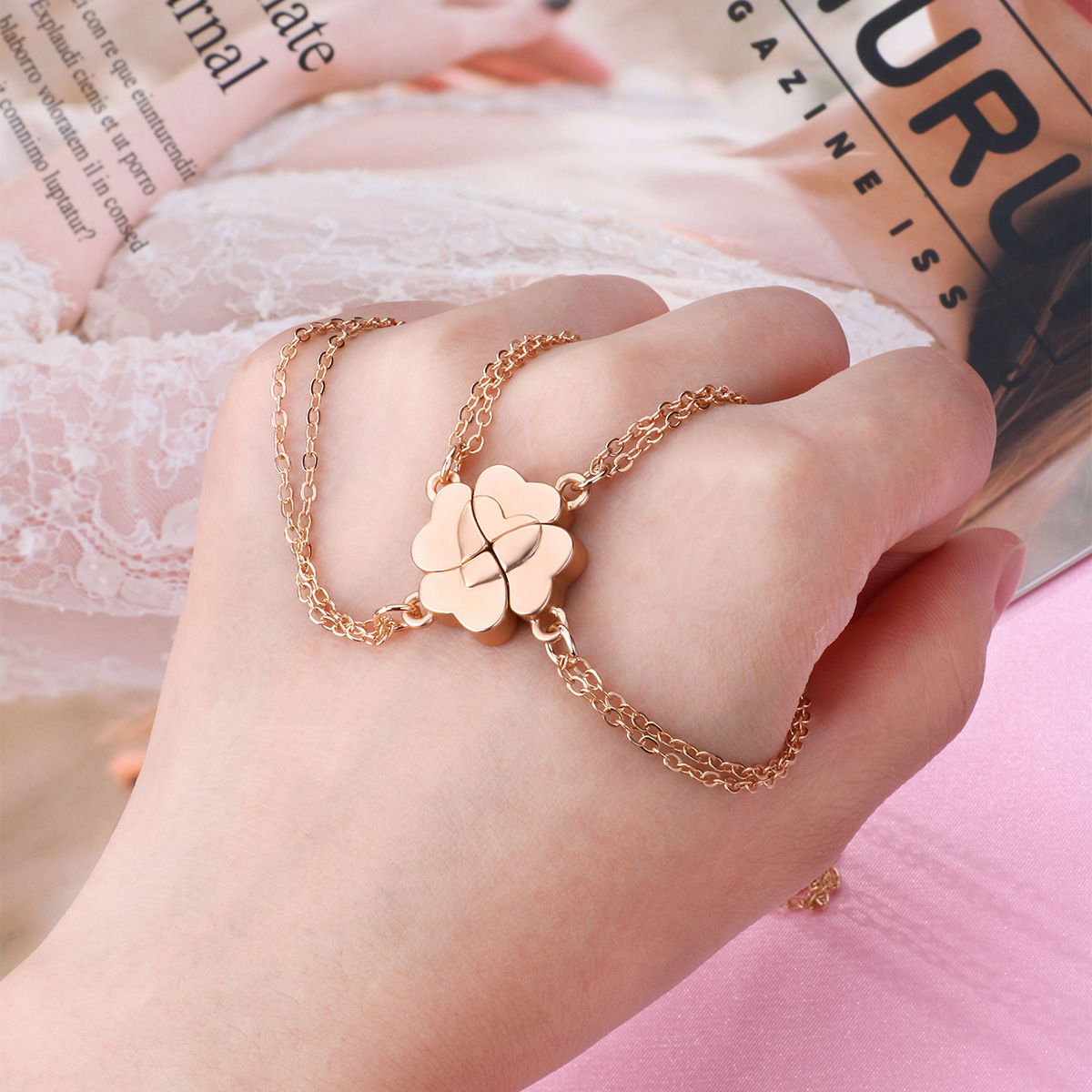 ELVIRAGIRL-子供用の四つ葉のクローバーネックレス, - Embroidery Chain Stitch のレビューと価格