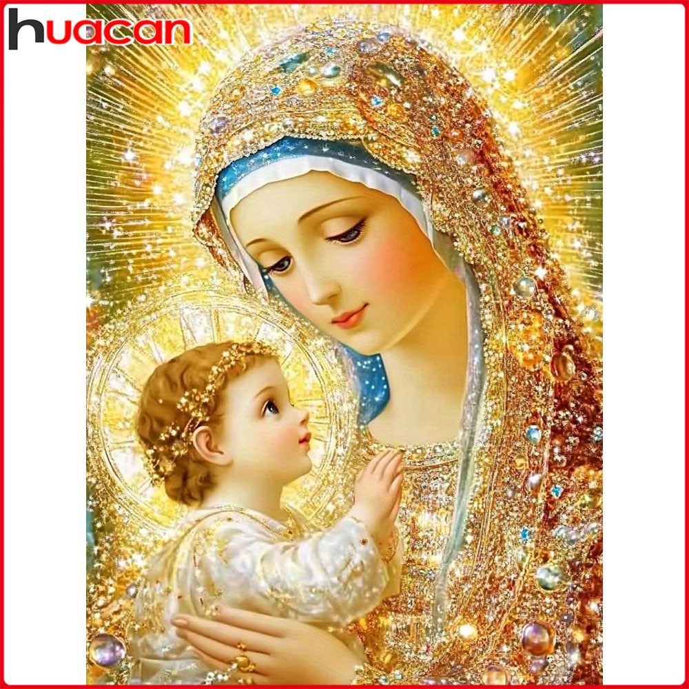 Huacan 5D DIYダイヤモンドペインティング 聖母マ - Embroidery Icon のレビューと価格