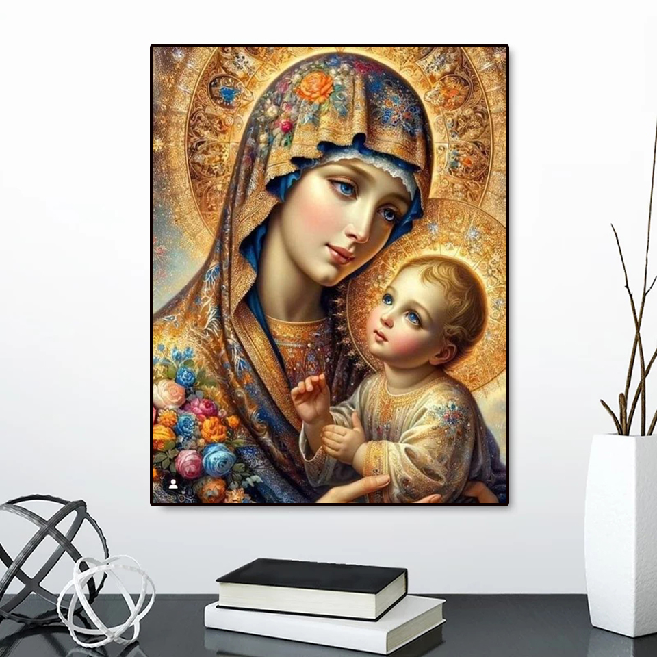 フレームレス、ダイヤモンドペインティング 聖母マリア 花 D - Embroidery Icon のレビューと価格